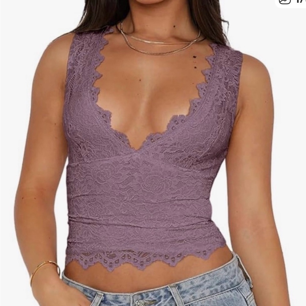 Reoria Lacey Fairy Cottage core Crop Scalloped  Top in size XL